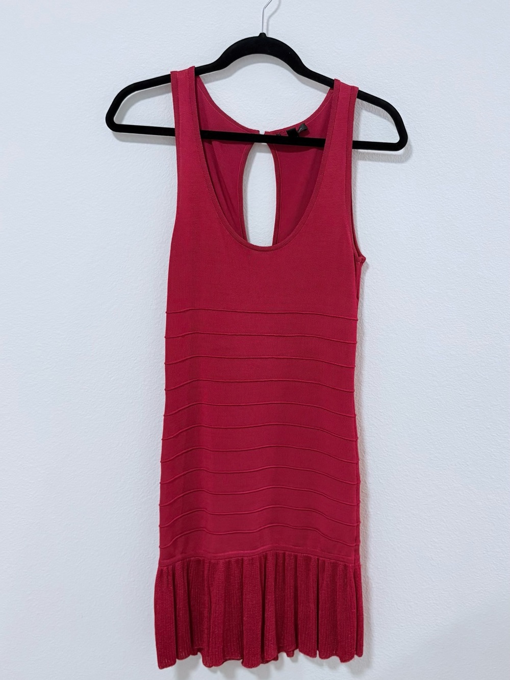 Bebe Red Knit Cutout Keyhole Sleeveless Dress